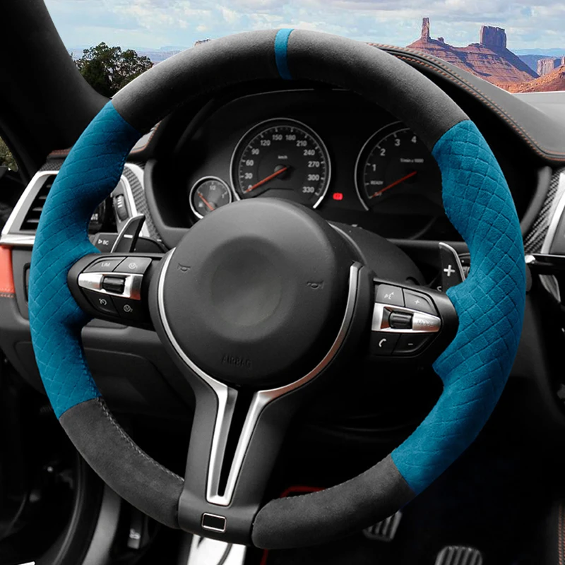 Custom in Alcantara Steering Wheel Cover for BMW M Sport F30 F31 F34 F10 F11 F07 F45 F46 F22 F23 M235i M240i Car Accessories