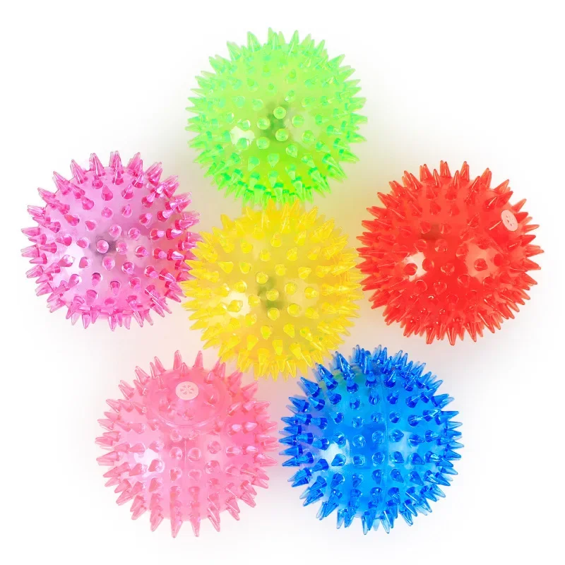 Dog Toy Pet Luminous Toy Ball Squeaky Bite Resistant Elastic Hedgehog Ball Dog Toys for Small Large Dogs Spiky Ball