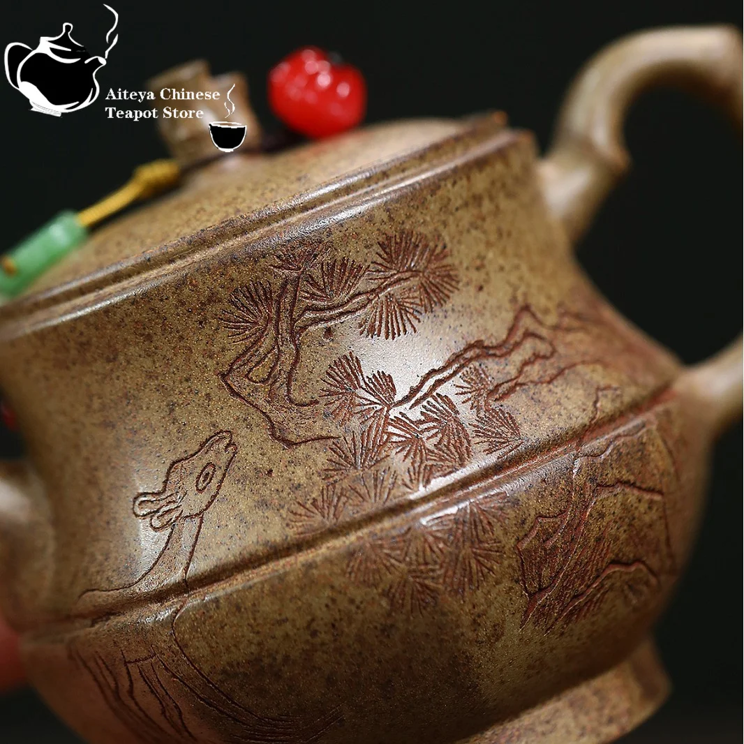 Yixing purple clay teapot, original ore, cloud and mist, agarwood mud, bamboo knot, Han tile teapot, Kung Fu Chinese tea set