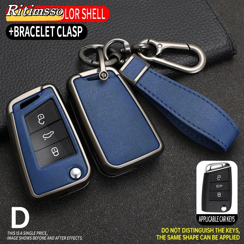 3 4 Buttons  Alloy Car Key Case Cover  For VW Volkswagen Golf 7 MK7 Tiguan MK2 Seat Ateca Leon FR Ibiza Skoda Octavia Kodiaq