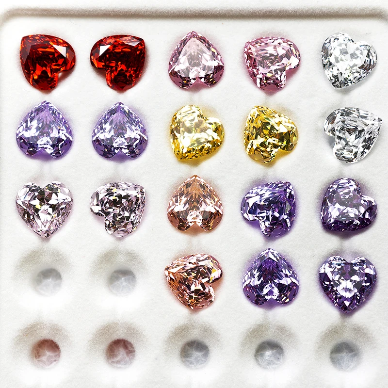 5A Grade Heart Rose Cut Cubic Zirconia Loose Gemstones Multiple Vivid Colors White Yellow Purple Pink Red Optional For DIY Jewel