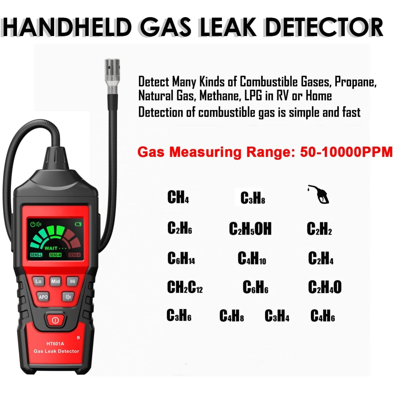 

Natural Gas Detector, Gas Leak Detector with 17-Inch Gooseneck, Locating The Source of Propane, Natural Gas, Methane, LPG