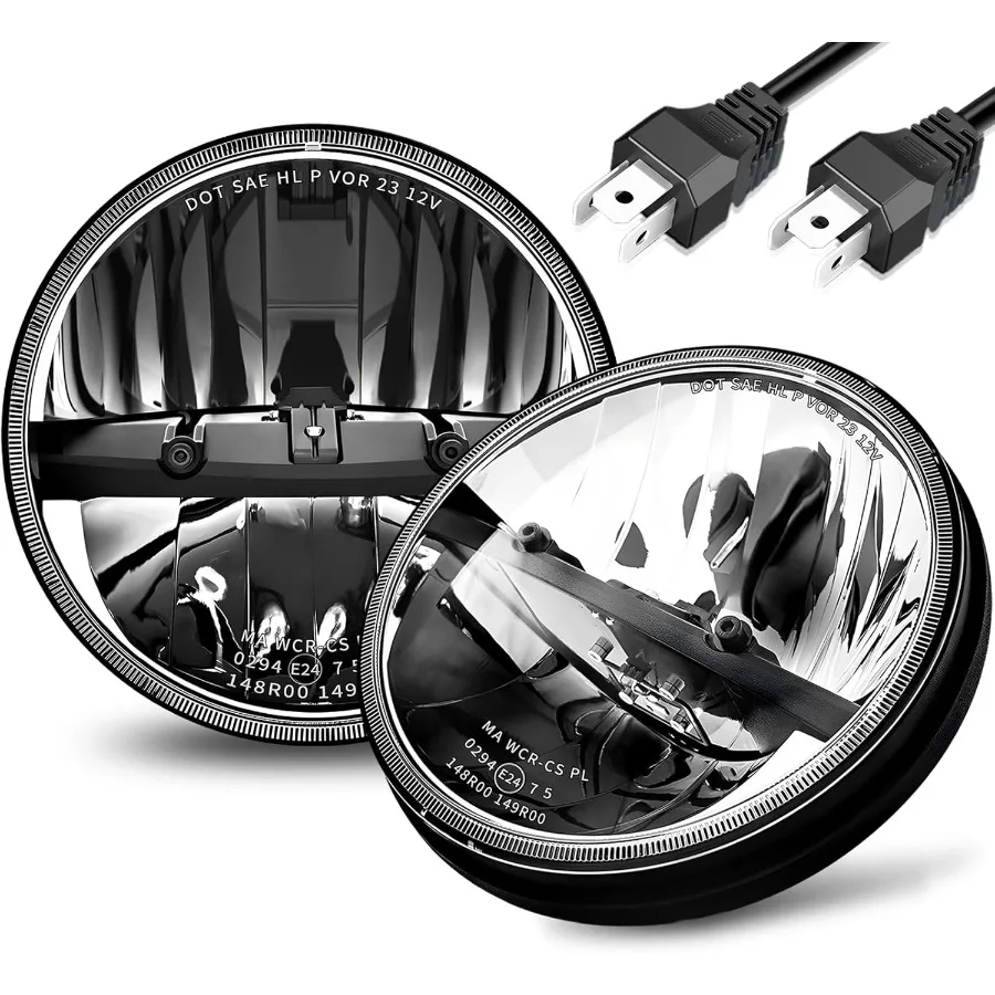 

DOT Approved 7Round LED Headlights for High Low Beam Sealed Beam Replacement Compatible with Wrangler TJ JK Dodge Chevy Models