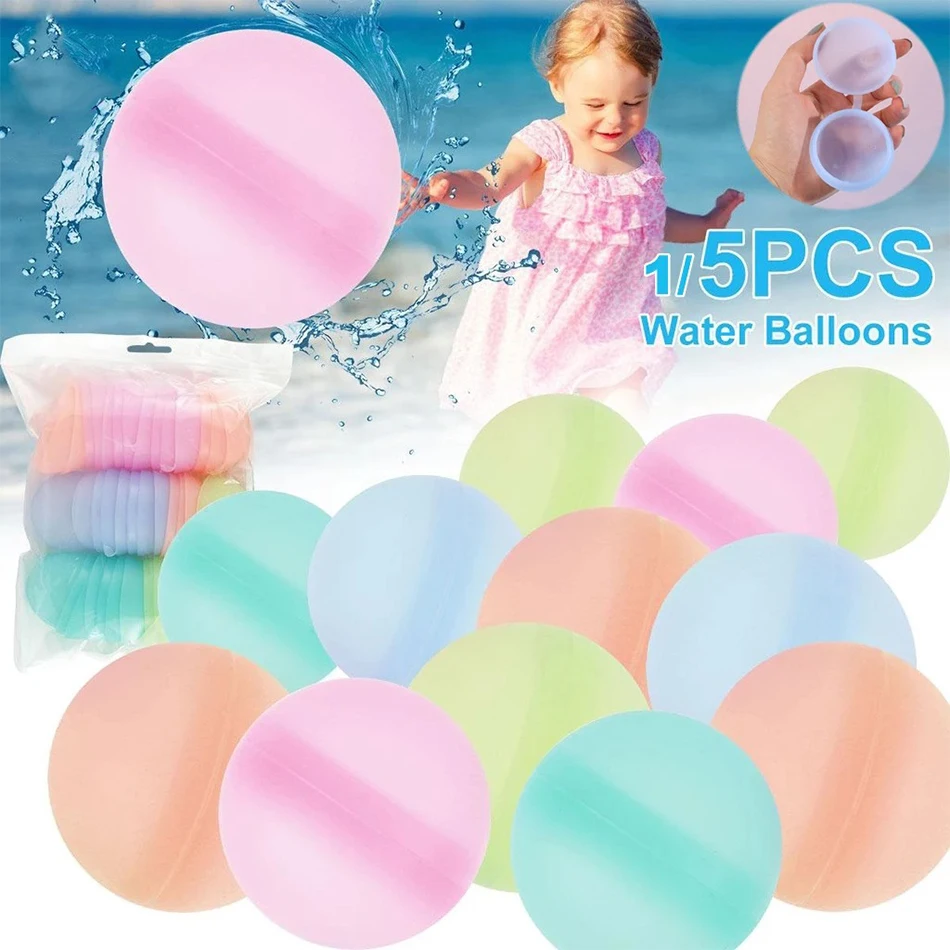 1-60Pcs Reusable Silicone Water Ball Reusable Water Balloons Pool Games Pool Toys Inflatable Pool Toys Water Game