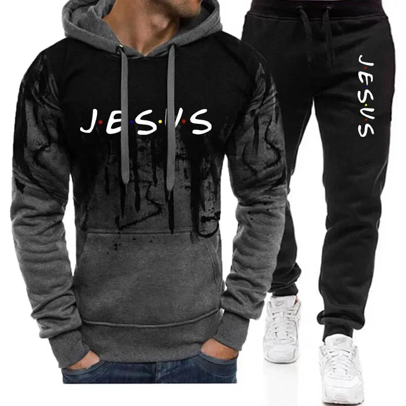 Cool imprimé Splash Ink Hoodies + pantalons de survêtement pour hommes sweat-shirt 2 pièces imbibés Casual Fitness mâle Sportedly S-4XL 2024