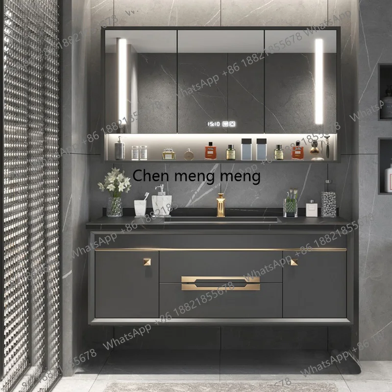 

Black Sink Luxury Bathroom Cabinet Mirror Classic Shelf Storage Bathroom Cabinet Hotel Meuble Salle De Bain Home Furniture