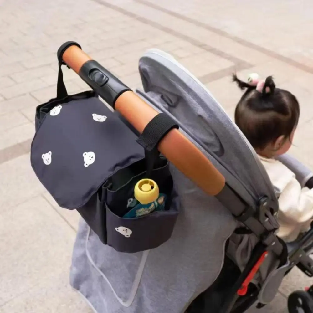 Embroidery Baby Stroller Bag Rabbit Large Capacity Bear Stroller Organizer Korean Style Pram Buggy Hanging Carriage Bag