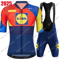 Lidl Team 2025 Cycling Jersey Set Men Summer USA Aero Clothing Kit Road Bike Shirts Suit Bicycle Bib Shorts MTB Maillot