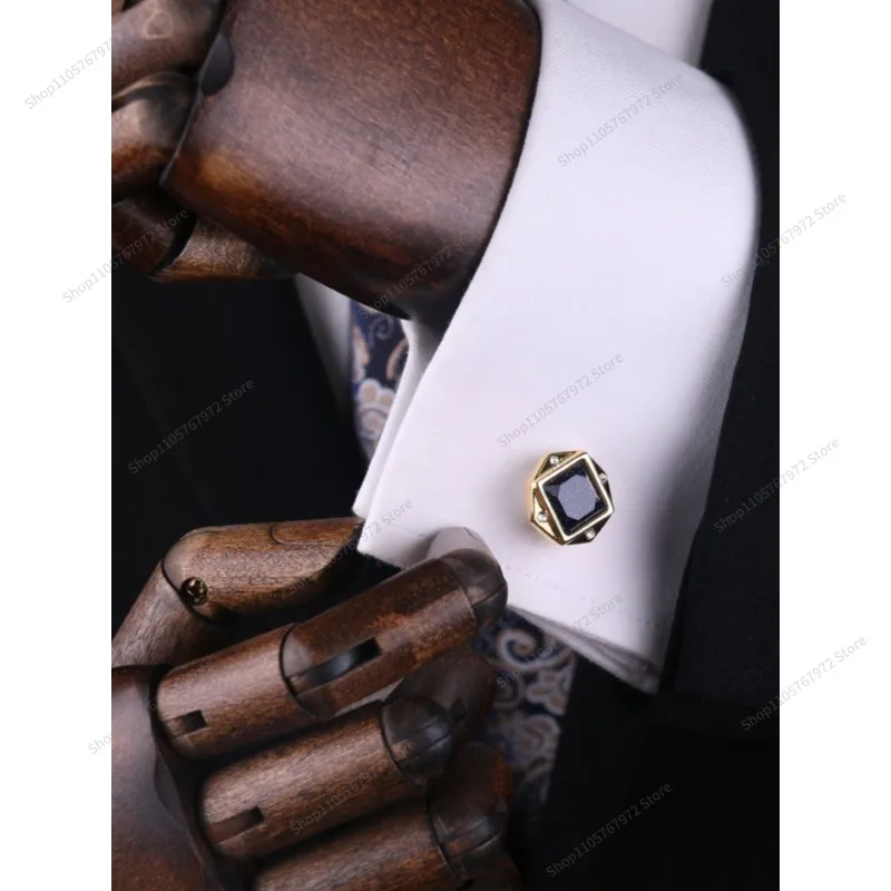 For Shirt Men's Cufflinks Sleeve Spikes Women's Shirt Buttons Men's Suit Cuff Spikes Gold Romantic Starry Sky Stone Cufflinks