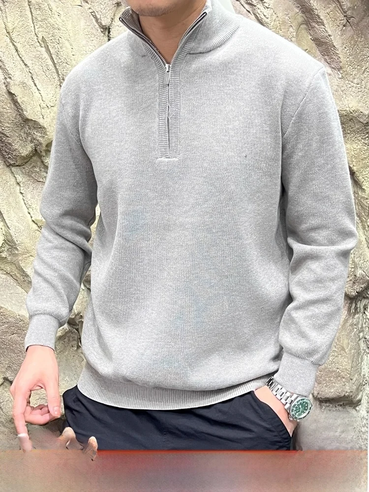 

Casual Knitted Sweater f Zip Design Faionable Vintage Sle Autumn New Arrival Men's Long Sve Warm Color Polyes...