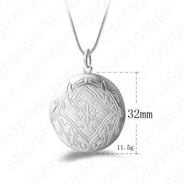 New 925 Sterling Silver Needle Jewelry Round Photo Locket Necklace Pendant Best Gift For Women Girl