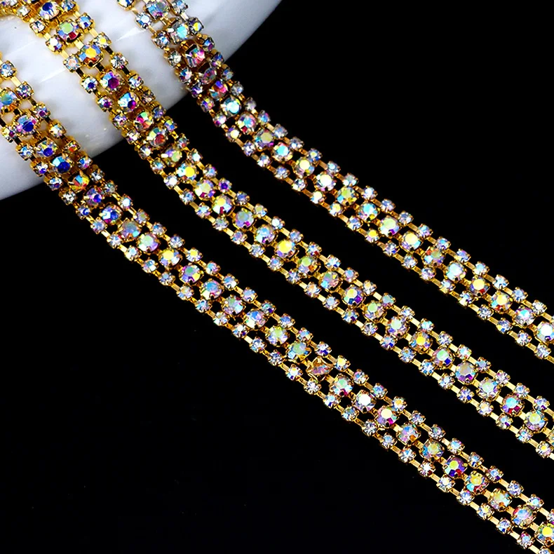 10 Yards Strass-Kettenbesatz, glitzernde Kristall-Diamanten, DIY-Basteldekoration, Kleidung, Party, Geschenk, Zubehör, Nähzubehör – Detail 9