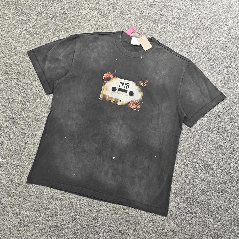 

Yao Fashion Saint OF Michael Retro Vintage Casual Loose Oversize Vintage Graphics Print Men Clothing Tops Tee T Shirt For Men