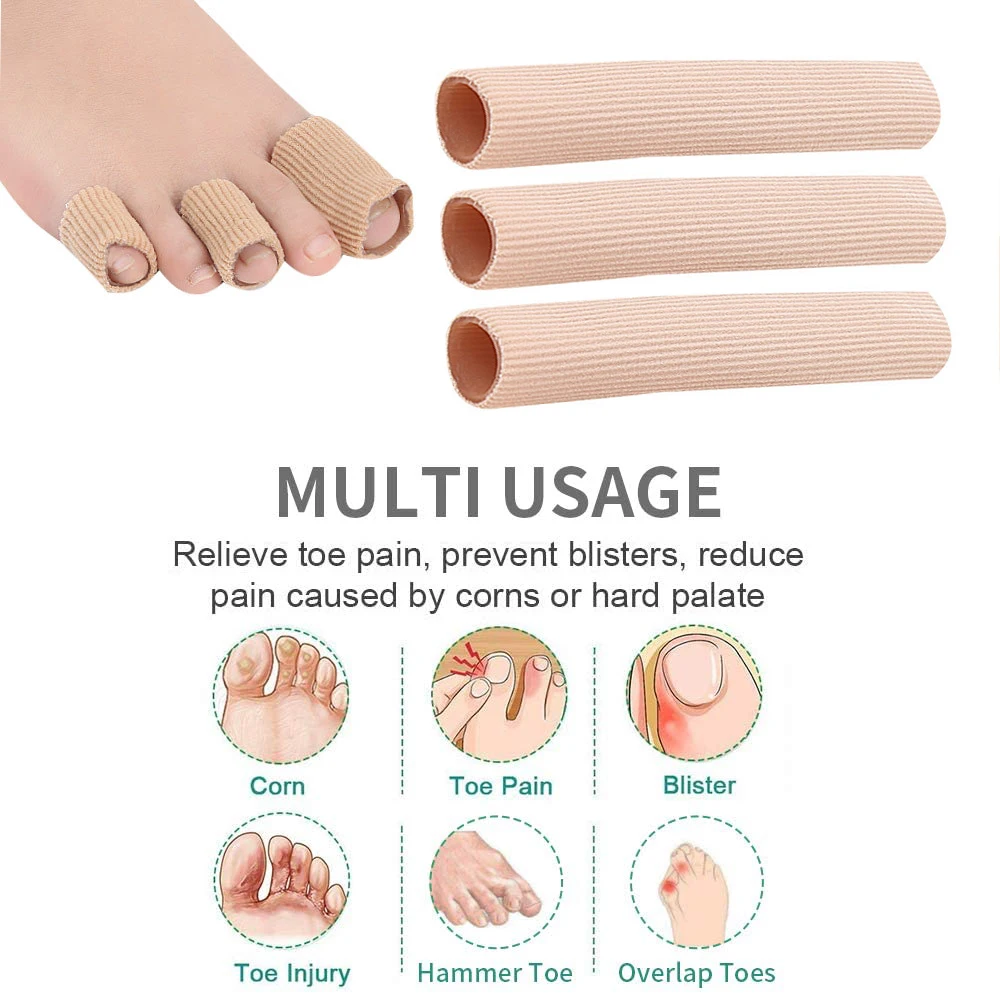 Pexmen 1/2Pcs 15cm Fabric Toe Separator Finger Protector Toe Cushion Tubes Sleeves for Bunion Corns Blisters Calluses