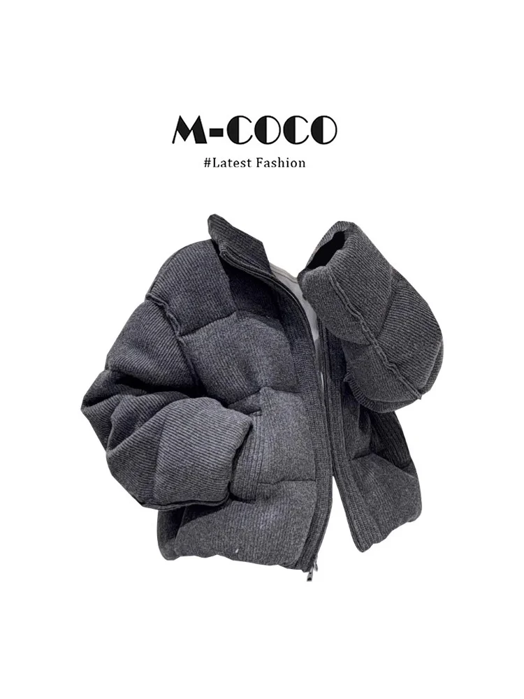 

Marie Women's Zipper Short Sleeve Long Coat Pure Color Stand Collar Cotton Jacket Korean Style Loose Fit Autumn Winter New Ar...