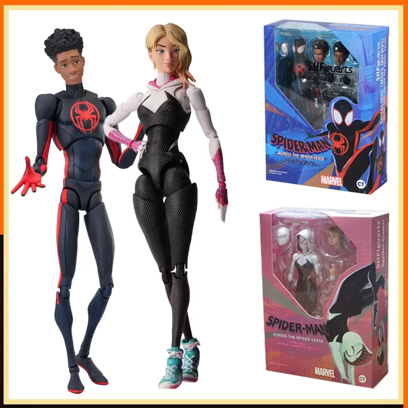 

Marvel SHF Spider-man Miles Morales Gwen Stacy Action Figure Spider-man Across The Spider-verse Figures Movable Spiderman Toys