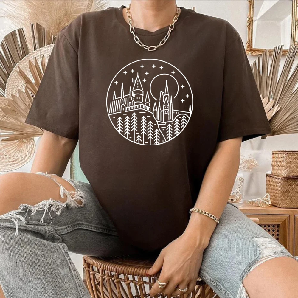 2023 Magic School Castle T-shirt HogWart Is My Home Wizard Shirt HP Movie Inspired Tee Unsex Short Sleeve Tees Cute Fans Tops