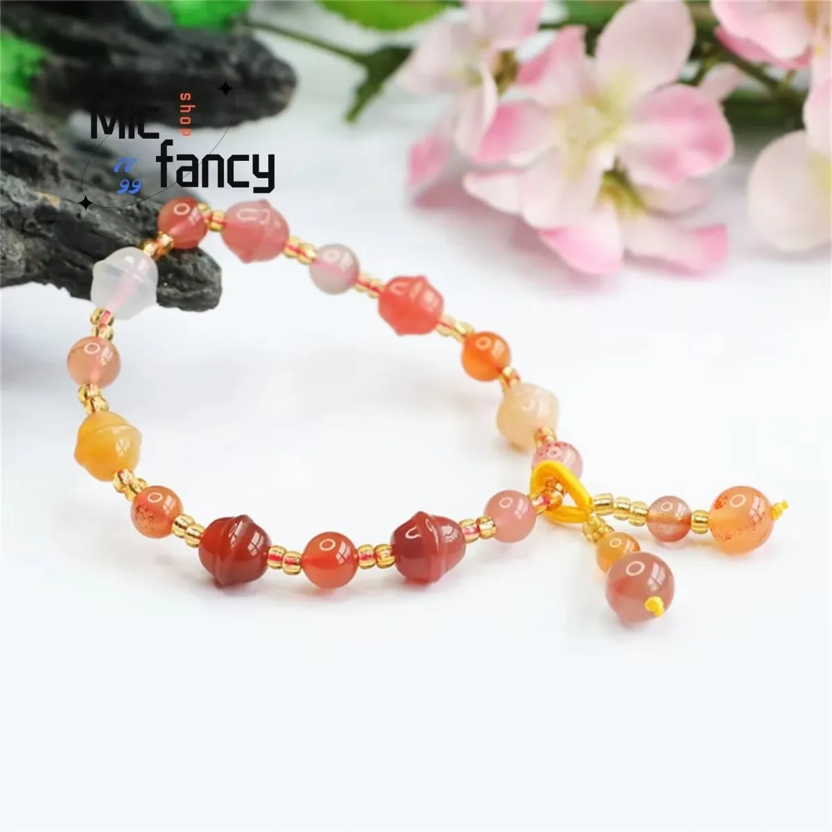 

Natural Yanyuan Agate Multi-colored Small Bell Beaded Tassel Bracelet Simple Generous Personality Sweet Delicate Women Mascot