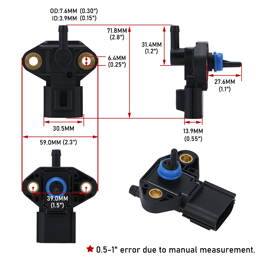 3F2E9G756AD Fuel Injector Rail Pressure Sensor For Ford Escape Explorer Focus Maverick Mustang 2005 2008 2007 Crown Victoria