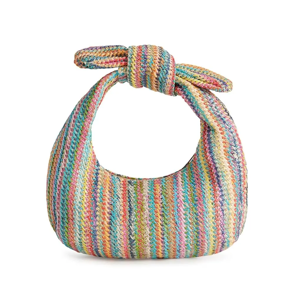 

Женская плетеная сумка-клатч из соломки, плиссированная сумка для летнего пляжного отдыха, соломенная сумка через плечо