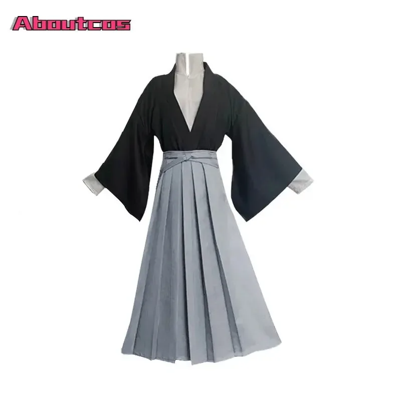 Aboutcos Anime Cosplay Hat Costume Toilet-Bound Hanako-kun Hakama Pant Kendo Costume Tsukasa Yugi Samurai Kimono Sets Men Outfit