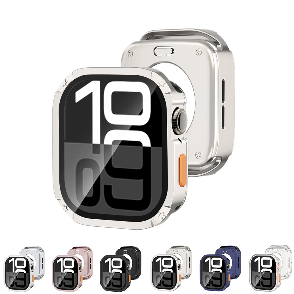 Защитное стекло + чехол для Apple Watch Ultra 3 49 мм, 11, 10, 46 мм, 42 мм, защита экрана для iWatch 9, 8, 7, 6, 5, SE, 45 мм, 41 мм, 44 мм, 40 мм