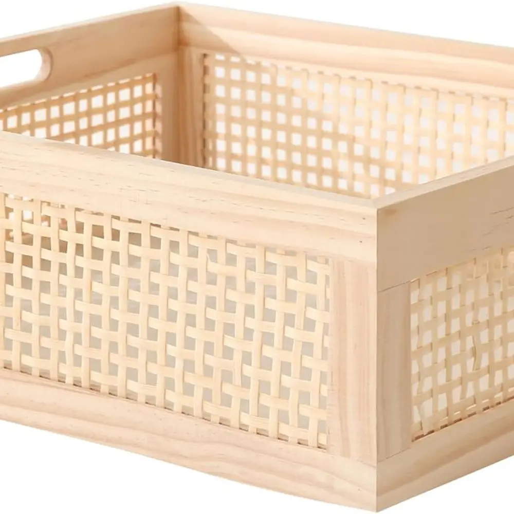 

Eco-Friendly Pine & Bamboo Storage Basket, 13 Cabinet-Sized, Natural for Home Organization