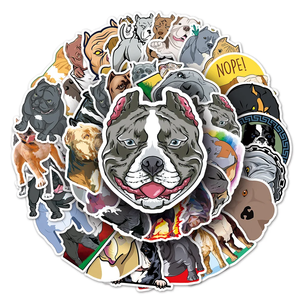 50pcs American Bully Pitbull Stickers Pack Suitcase Laptop Phone Cute Dog Sticker DIY Journaling Materials Journal Accessories