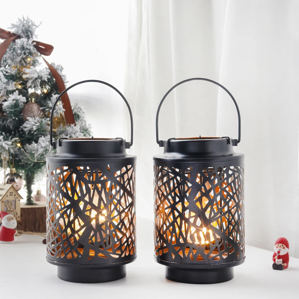 

2Pcs Metal Hanging Candle Holder Hollow Branch Candle Holders Lanterns with Handle for Wedding Garden Outdoor Yard Home Decor