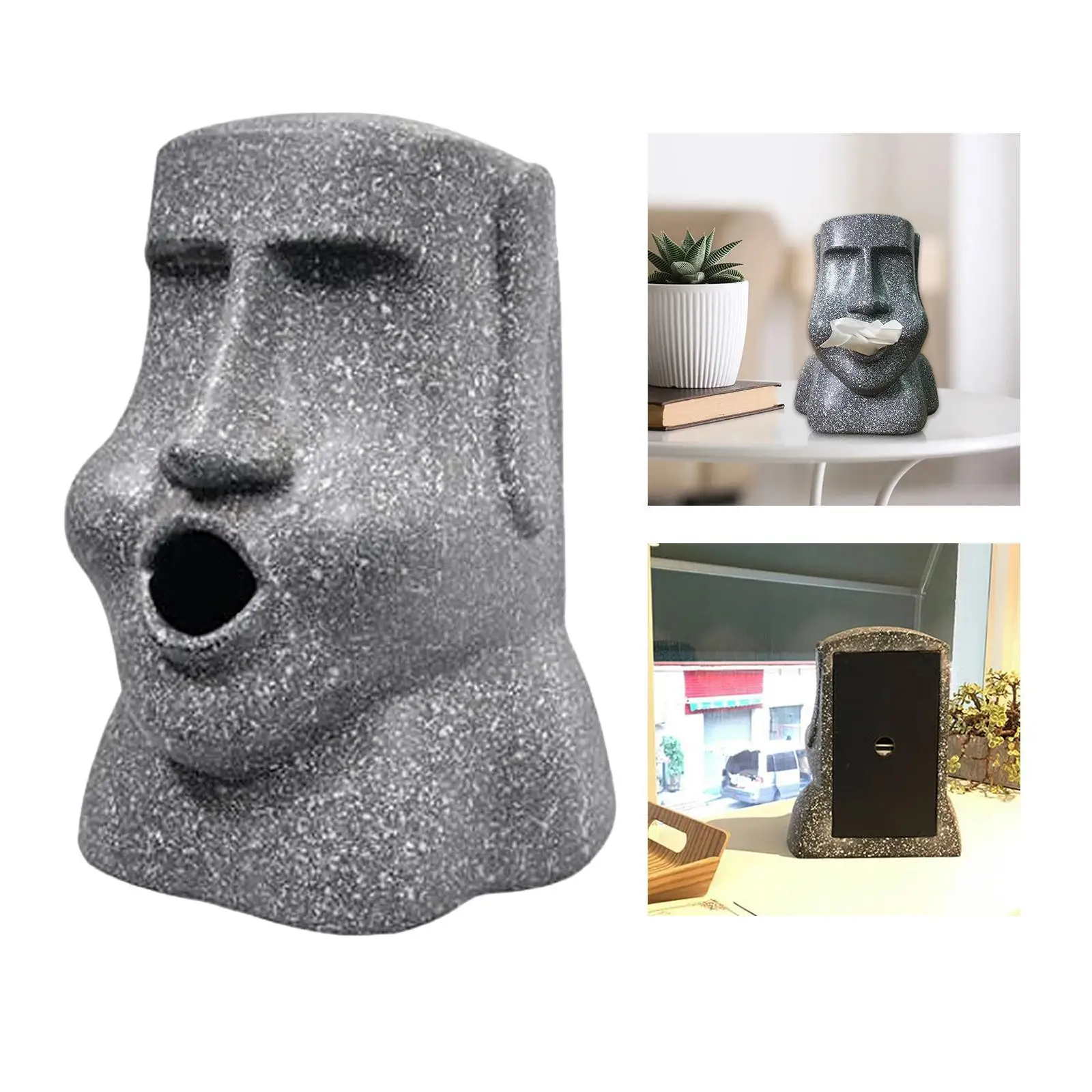 Tissue Box Holder, Moai Sculpture Innovative Figurines for Home Office