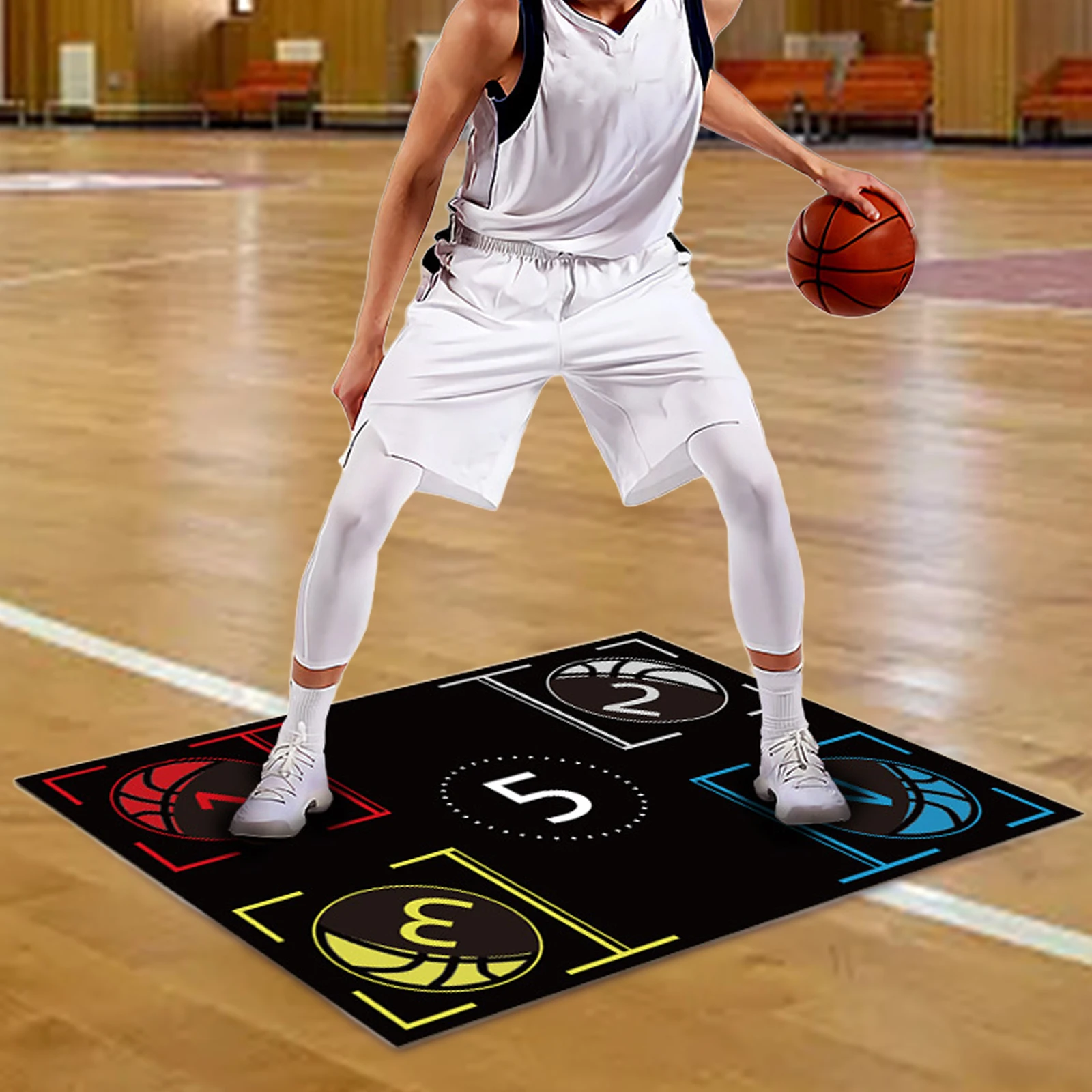 Basketball Training Mat Nonslip Mute Dribbling Ball Control Basketball Footstep Mat Basketball Footwork Mat for Kids Adults