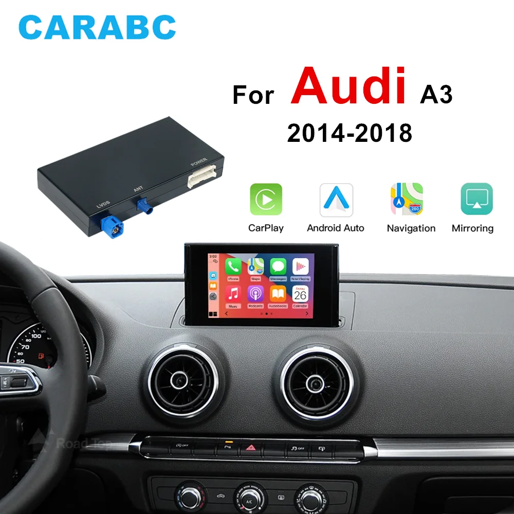 Image of CARABC Kabelloses CarPlay Android Auto Mirror Link AirPlay Bluetooth GPS-Navigationssystem für Audi A3 8v S3 2014-2018