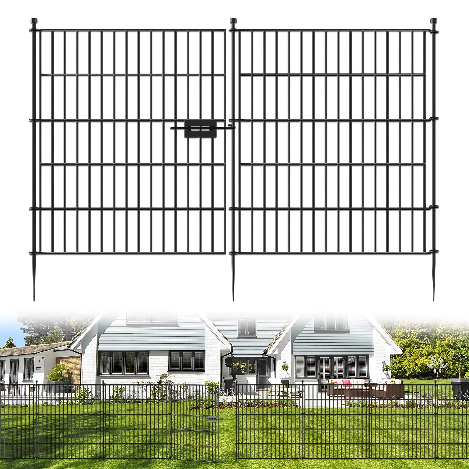 

【3D】 [3D] No Dig Decorative Outdoor Garden Fence for Yard, 24/32/40/48 in (H) Animal Barrier Fencing Rustproof Metal Wire Panel Border for Dog, Rabbits, And Patio Temporary Ground Stakes
