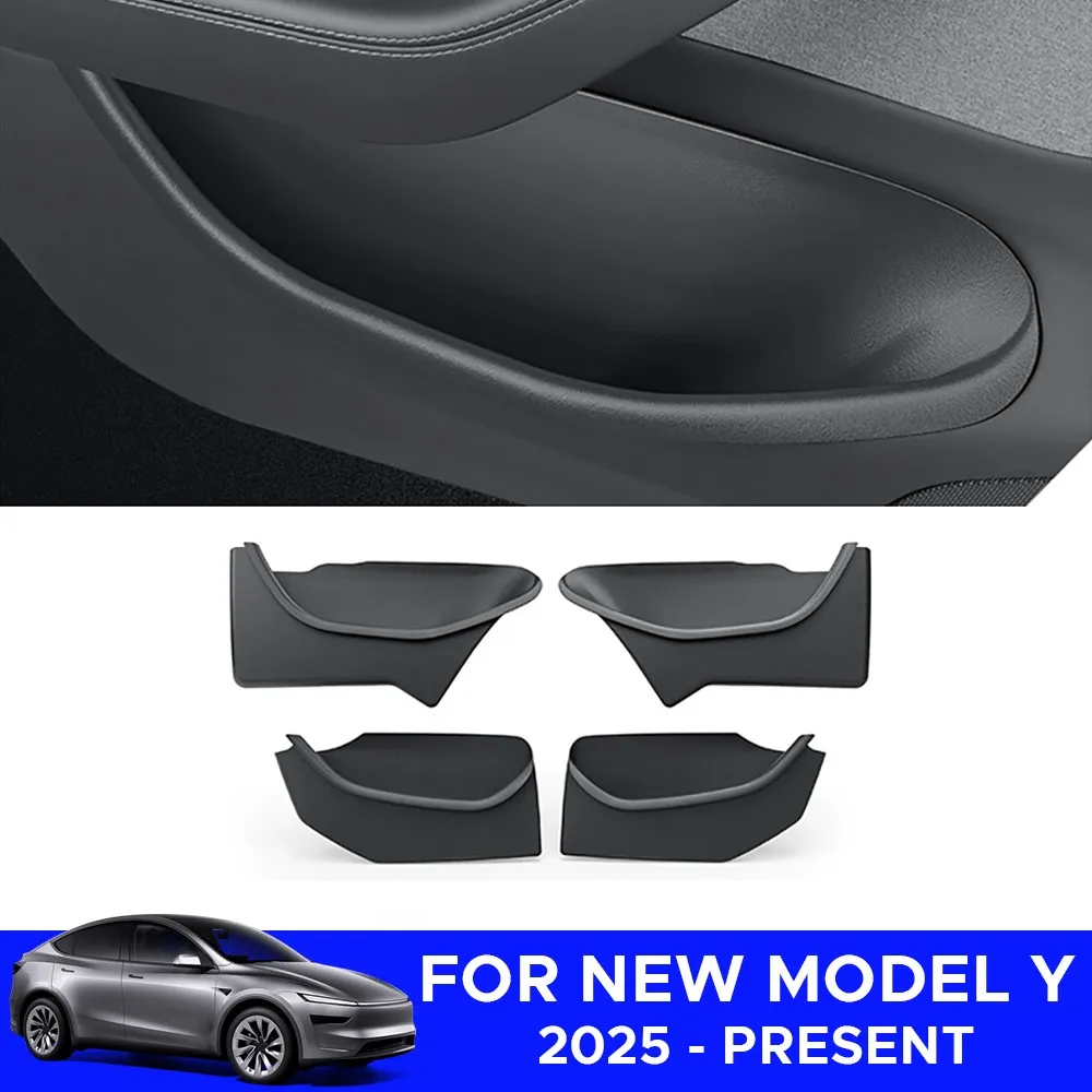 

4 шт. для Tesla New Model Y 2025 Launch Juniper, боковая дверь автомобиля, полный чехол, ящик для хранения, TPE, органайзер для хранения дверей, аксессуары
