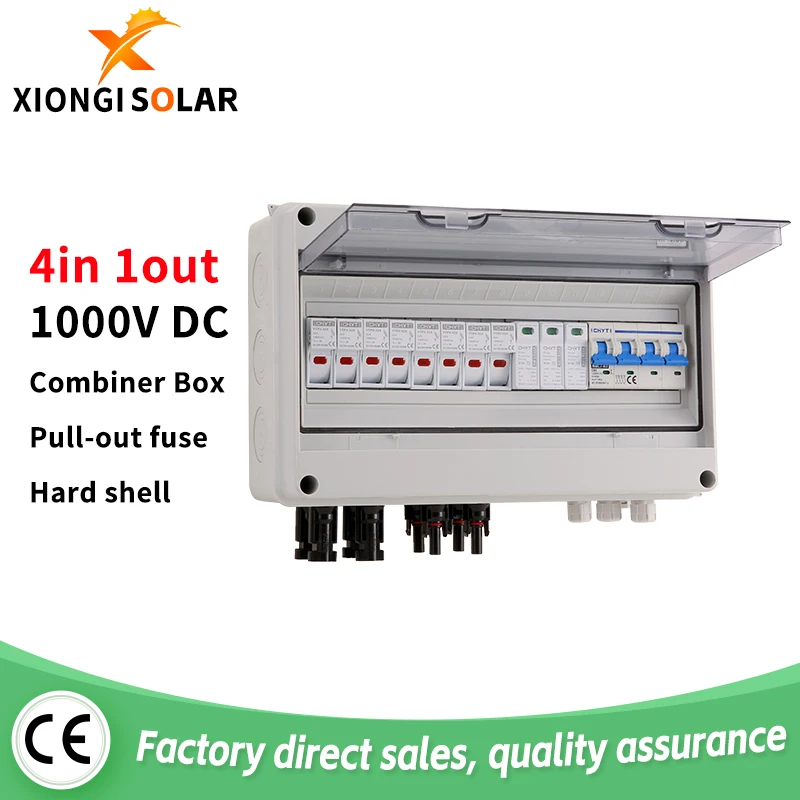 

Solar Photovoltaic PV Combiner Box 4-1-1000V String IP65 PV Solar Surge Lightning Protection Outdoor Waterproof