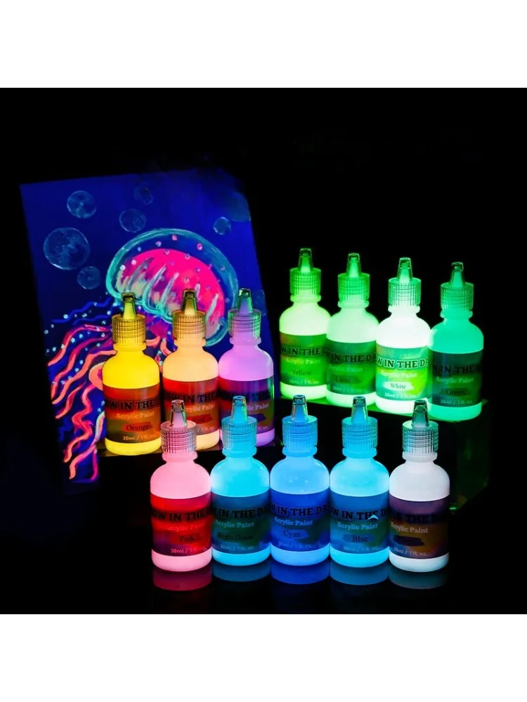 12/18 Kolorów 30ML Fluorescencyjna Farba Akrylowa - Wodoodporna, Szybkoschnąca do Malowania, Graffiti, DIY, Artykuły Plastyczne — zdjęcie produktu 7