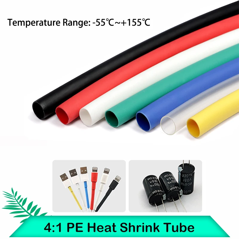 

1/2/5M 4:1 Heat Shrink Tube With Glue Thermoresistant Packaging Kit Wire Connection Heat-shrinkable Cable Insulation Sleeve Wrap