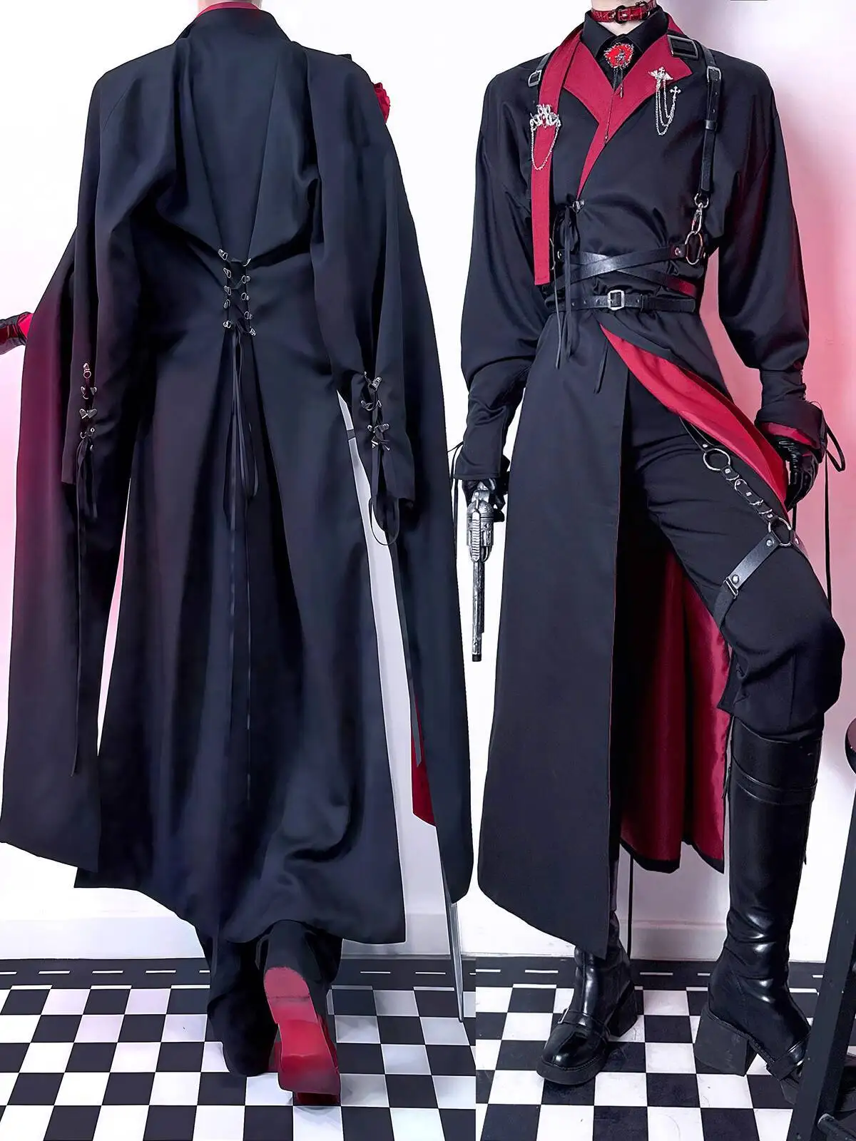 

Новый фиеста карнавал Хэллоуин косплей красная ночь наблюдатель без пола длинный стильный плащ темный плащ брат