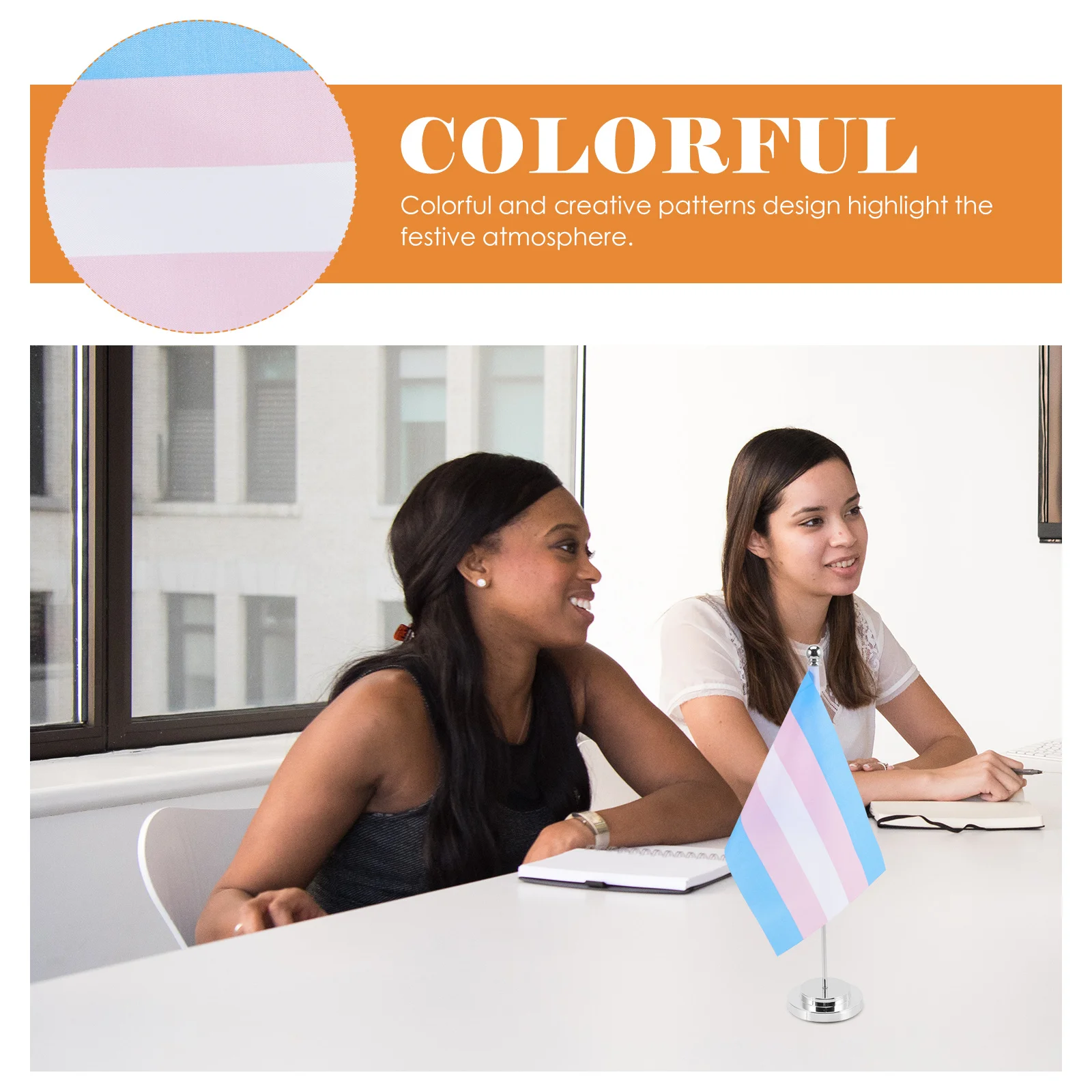 1 مجموعة ملونة قوس قزح فخر الجدول مكتب العلم مادة البوليستر علم صغير مع قاعدة حامل للاحتفال حديقة الحزب