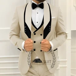 Men's Suit 3-Piece Set Slim Fit Tailored Tuxedo Wedding Party Suit Full