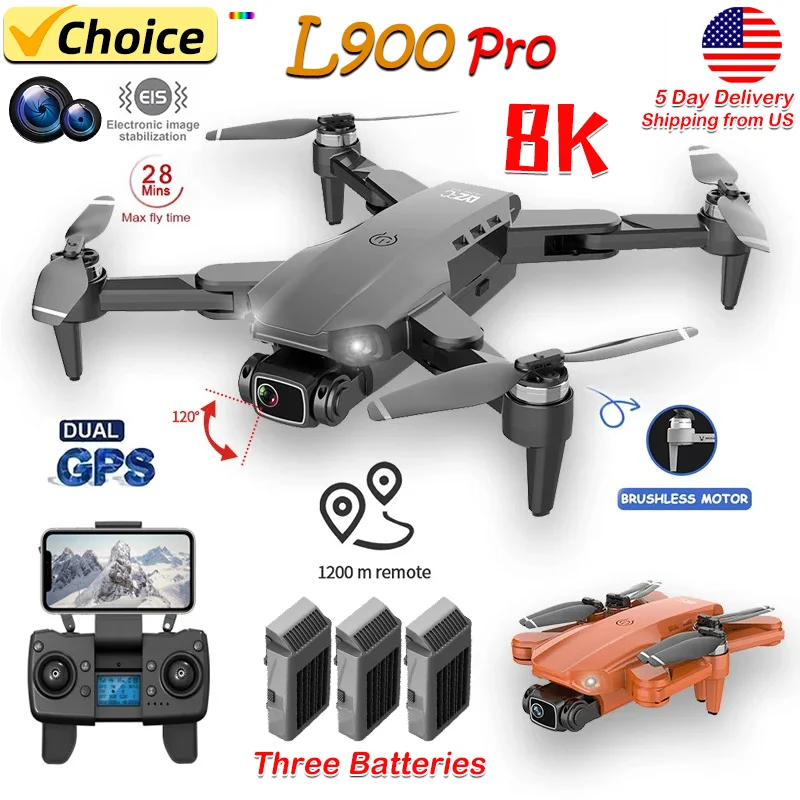 Drone L900 Pro 4K Professional 5G GPS HD Dual Camera Photography Brushless Foldable Quadcopter RC Distance 1.2KM Drones Toys