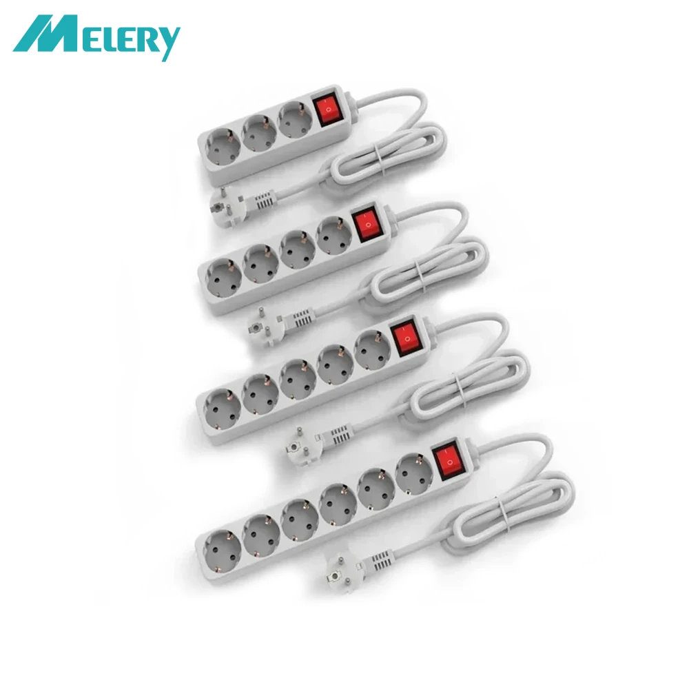 Melery Power Strip Surge Protector 3/4/5/6 AC EU presa elettrica presa adattatore di prolunga cavo prolunga cavo 1.5m