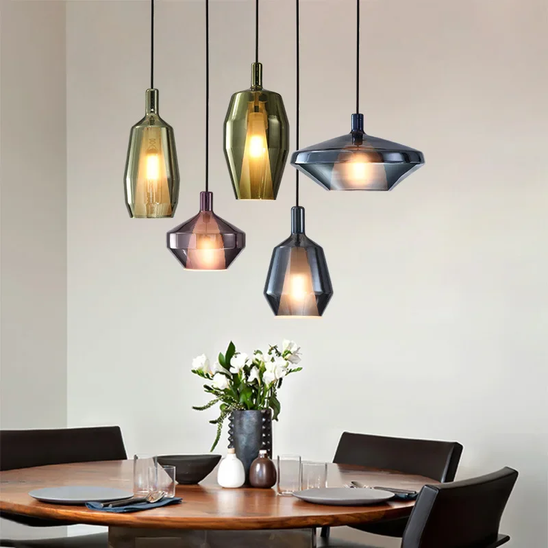 

Postmodern creative restaurant pendant light colour glass coffee bar tavern Nordic home art decoration kitchen island light