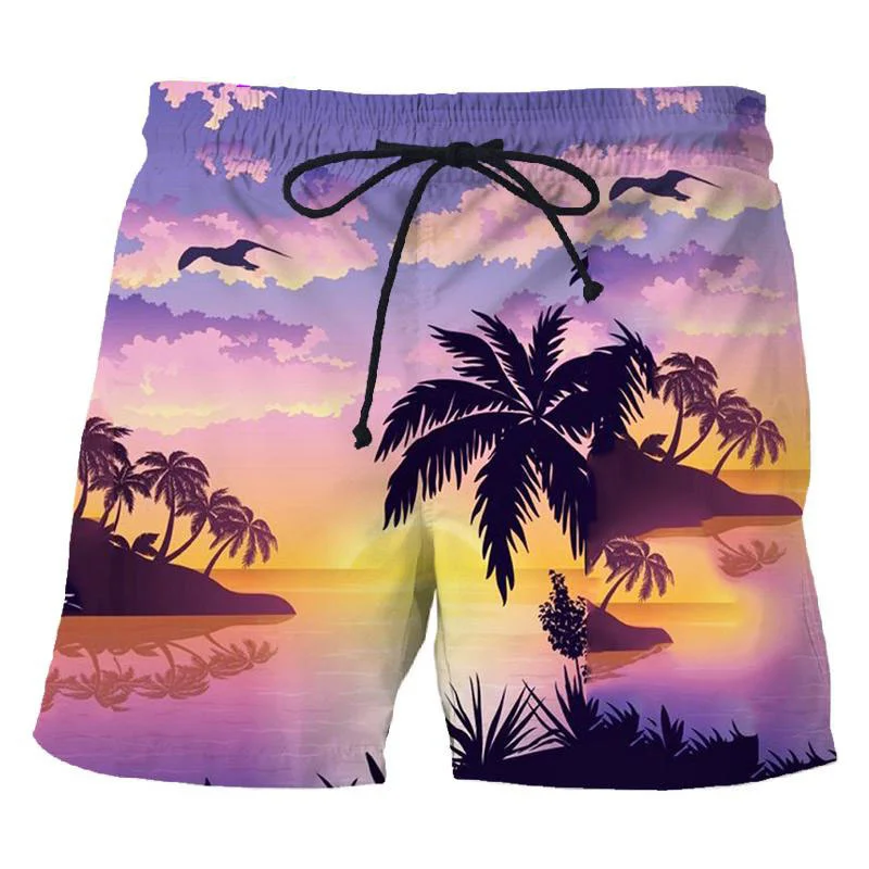 Cartoon 3D Print Hawaiian Men's Beach Shorts Fashion Summer Vacation Surf Board Shorts Kids Sports Swimming Trunks Short Pants