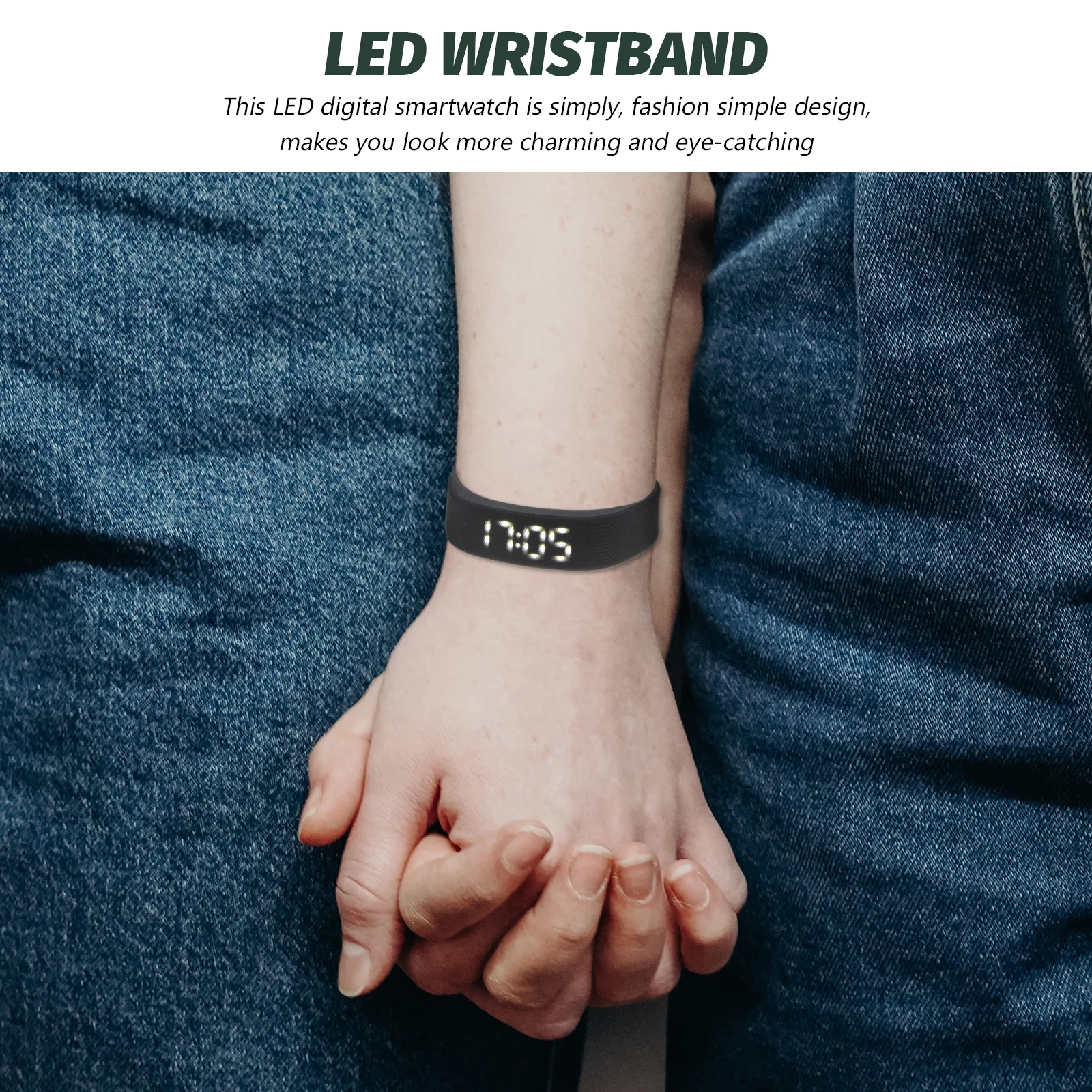 Smart Bracelet Fitness Silicone Band Accurate Step Counting Calories Distance Led Wristband Sports Wrist Watch Black