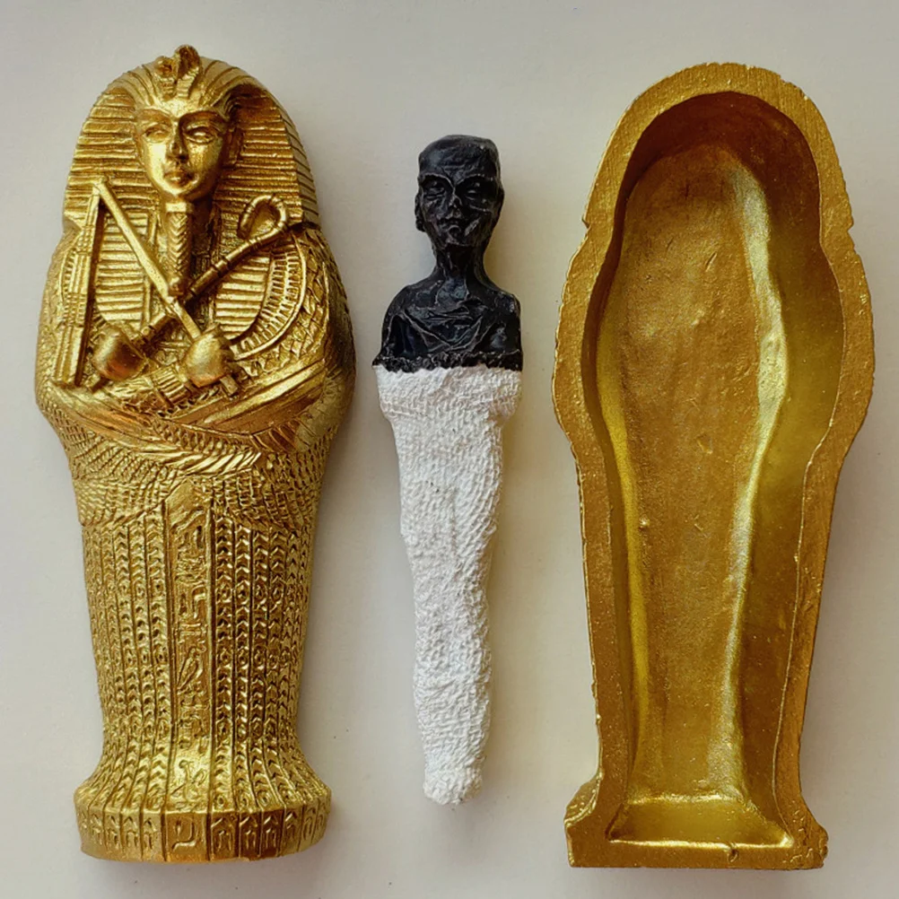 

2Sets Egyptian Mummy Coffin Fish Tank Landscape Decoration Resin Aquarium Ornament Colorfast Eco Friendly Household Resin
