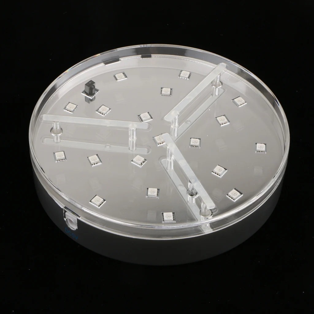 LED Light Base for Display Remote Controlled Battery Powered Round Stand for Craft Shows