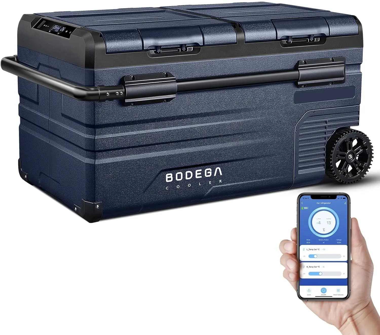 

Автомобильный холодильник COOLER 12V, 80QT, двухзонный портативный холодильник-морозильник с управлением через приложение, электрический охладитель для автомобиля и дома