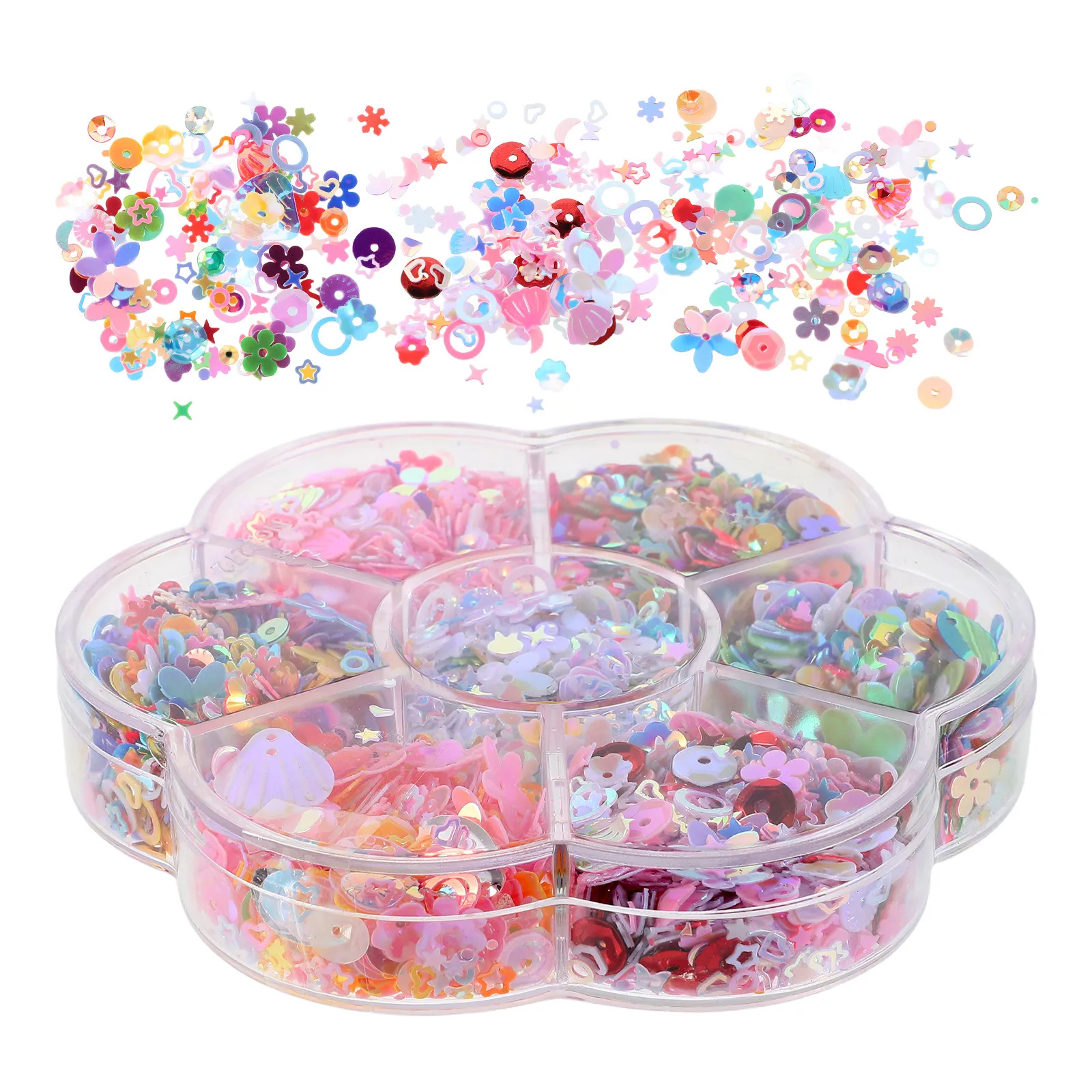

Loose Sequins Bulk Multi-Color Iridescent Holographic Shell Shape Embroidery Beads for Sewing Crafts Garment Accessories Nail