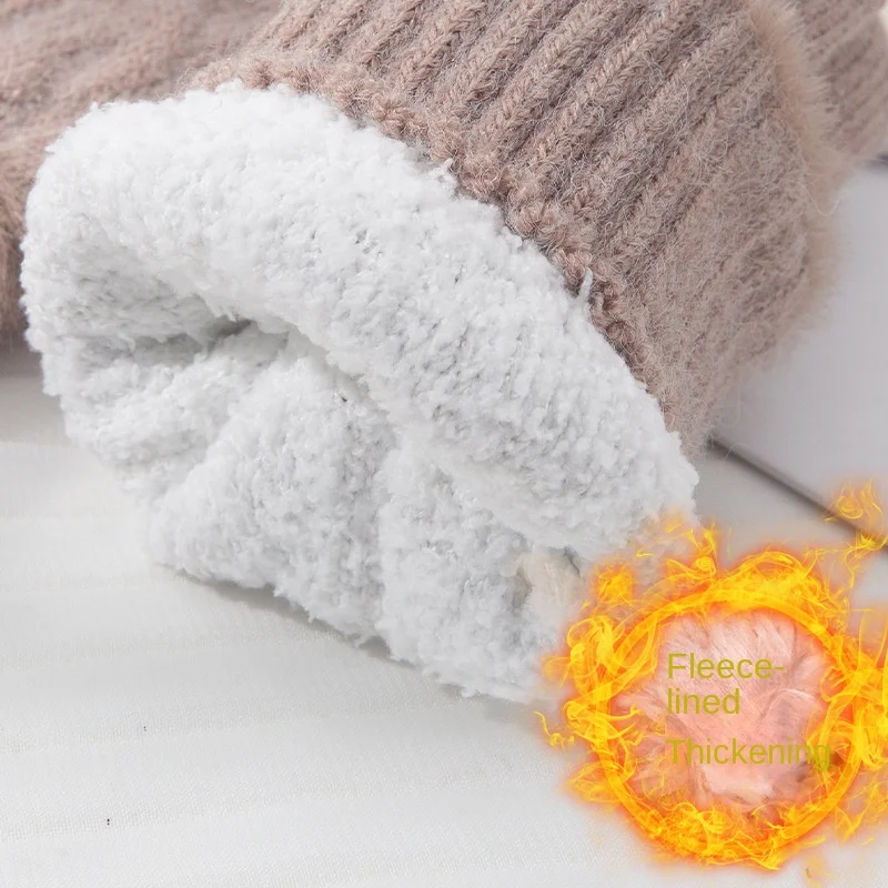 الشتاء قفازات شاشة اللمس النساء الرجال الدافئة تمتد محبوك القفازات كامل فنجر Guantánamo المرأة الكروشيه Luvas سميكة #4